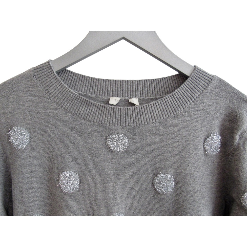 Talbots Sweater Women's XL Gray Metallic Tinsel Dots - Picture 2 of 4